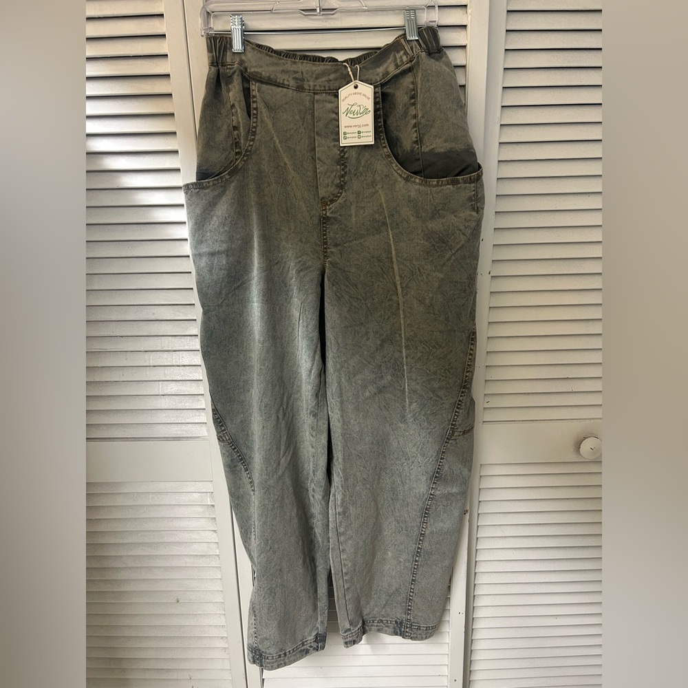 Very J Women's Washed Grey Utility Pants - Vintage Look Size‎ S